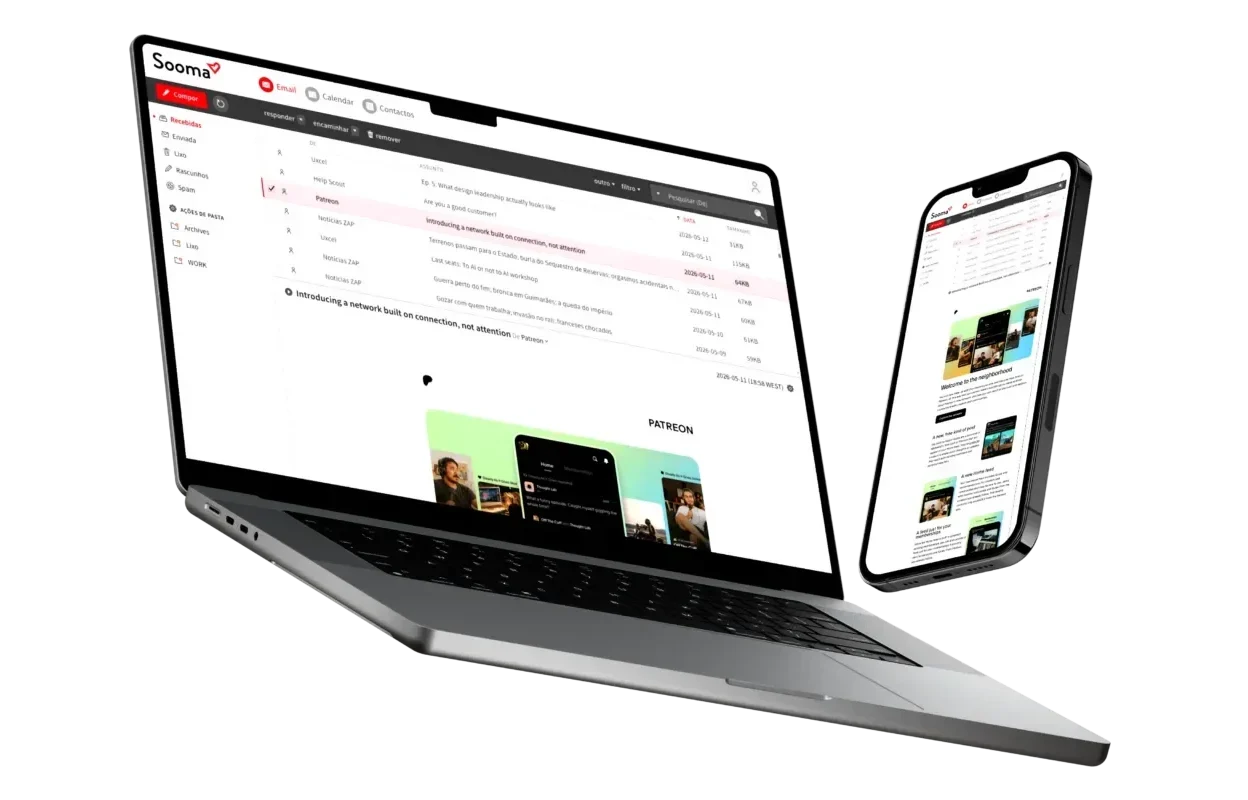 Webmail Sooma no computador e no telemóvel: caixa de entrada